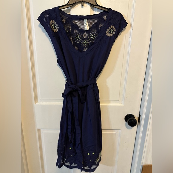Rare Anthropologie Maeve blue/Purple Embroidered Floral Lace Dress Small - Picture 1 of 14